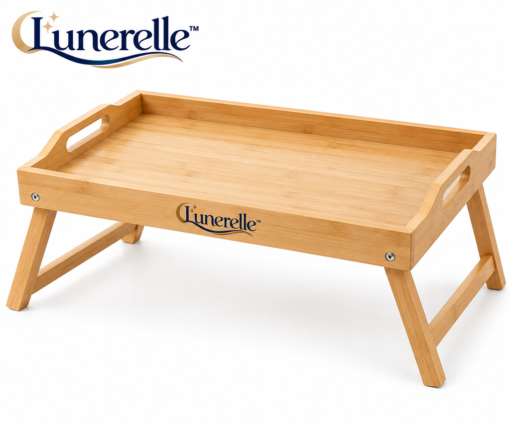 Lunerelle™ Premium Foldable Bamboo Bed Tray