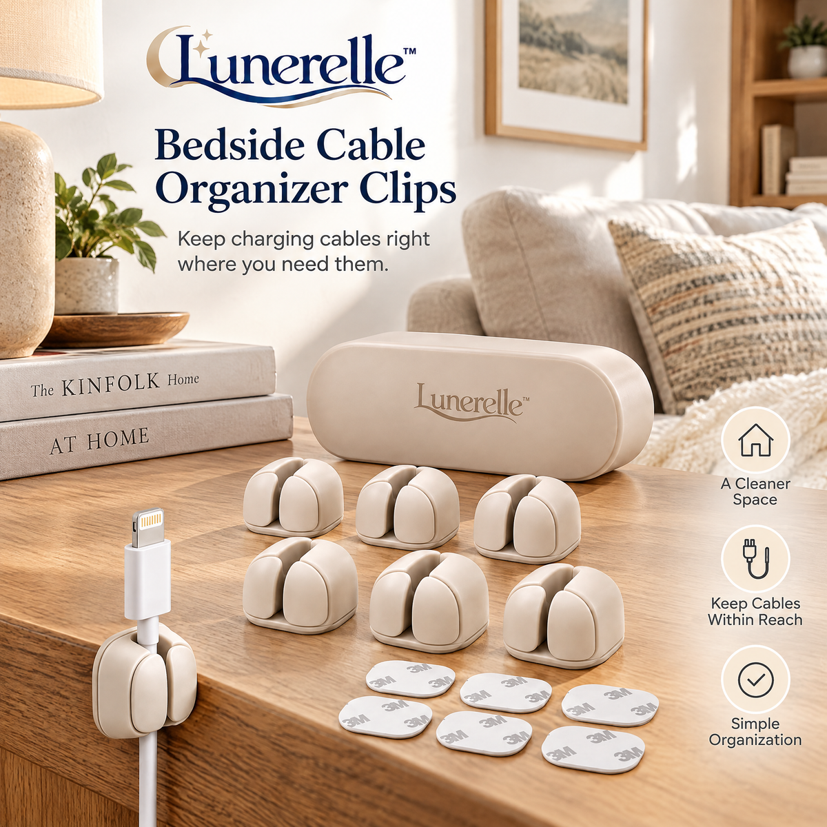 Lunerelle™ Bedside Cable Organizer Clips