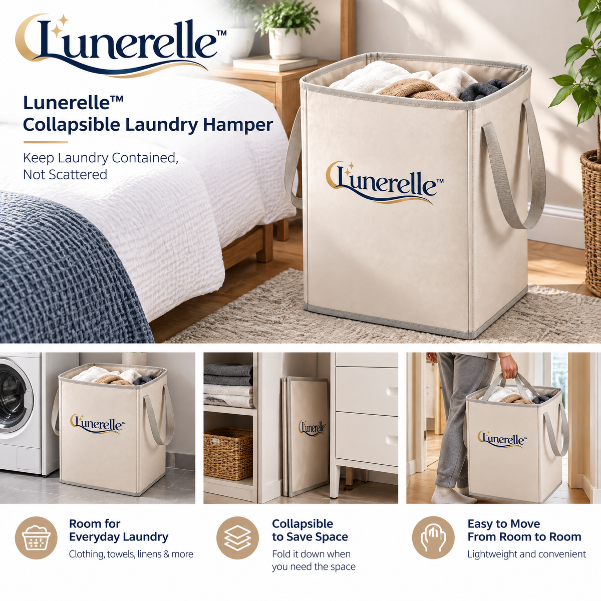Lunerelle™ Collapsible Laundry Hamper