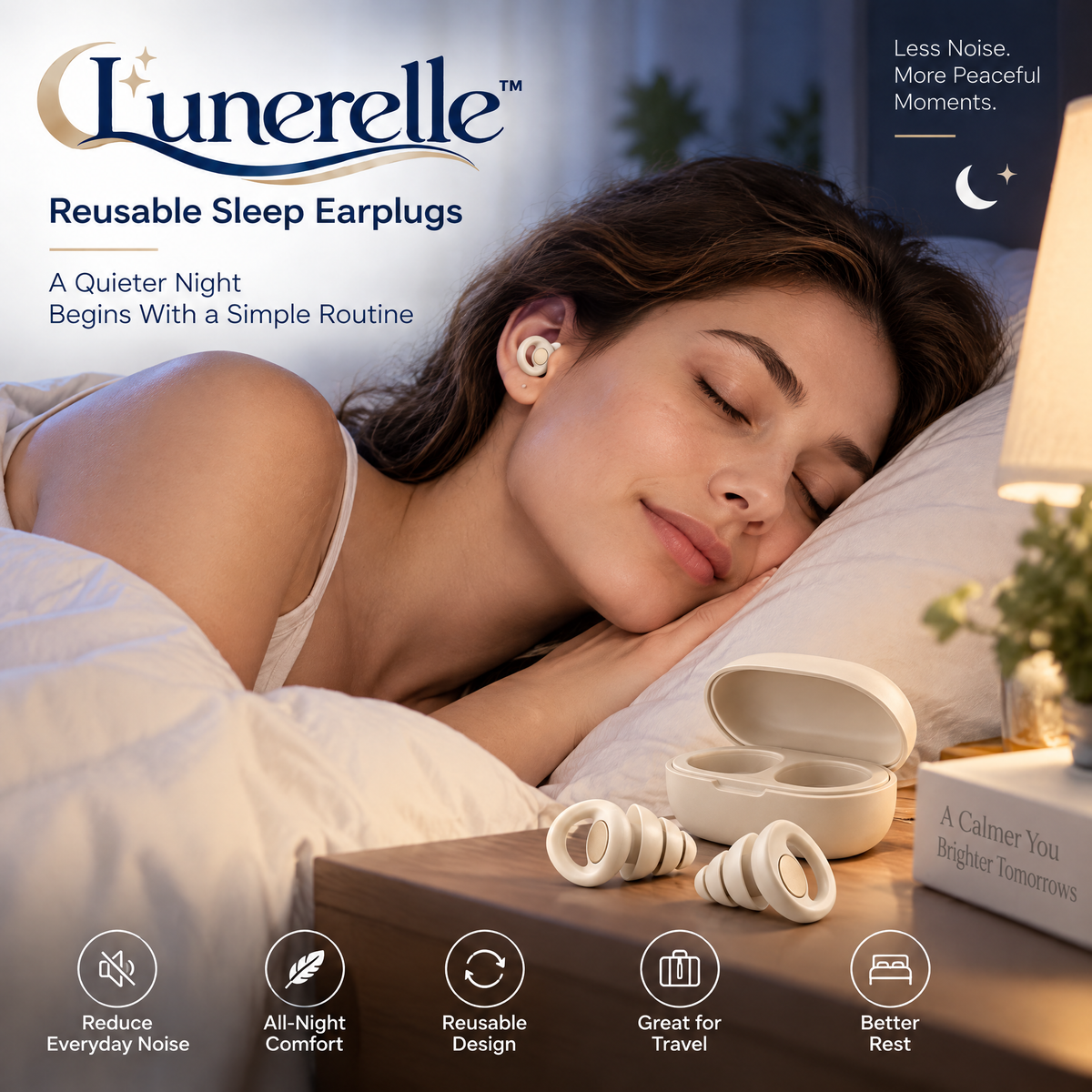 Lunerelle™ Reusable Sleep Earplugs