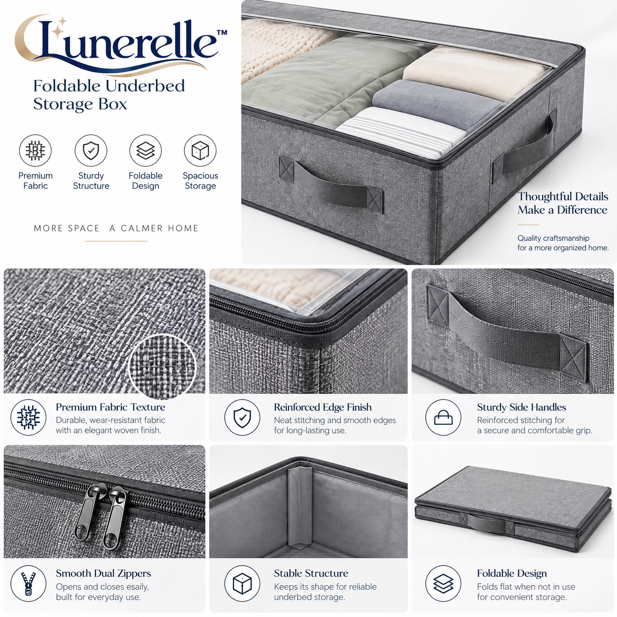 Lunerelle™ Foldable Underbed Storage Box