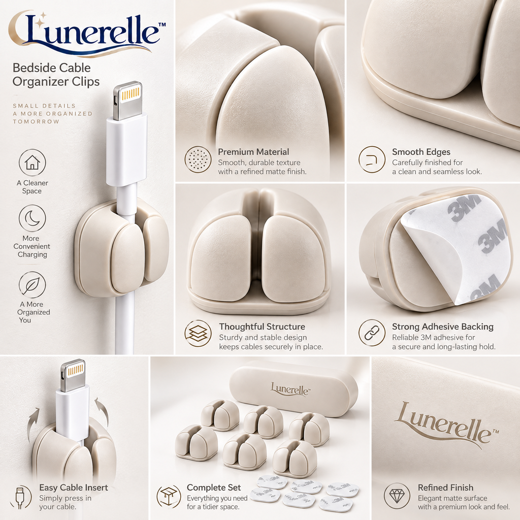 Lunerelle™ Bedside Cable Organizer Clips