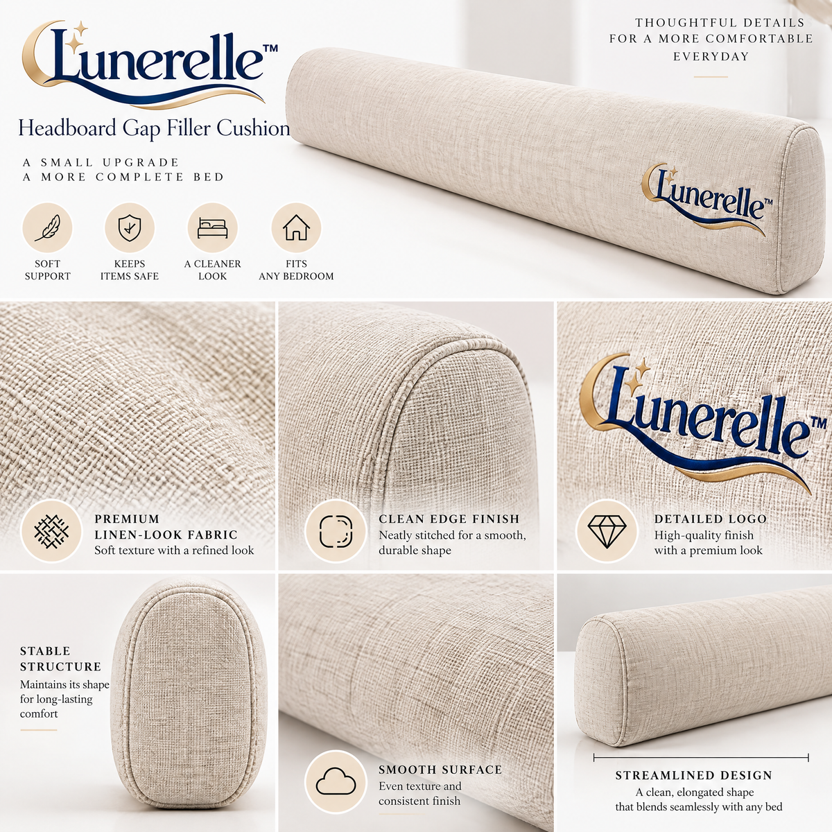 Lunerelle™ Headboard Gap Filler Cushion