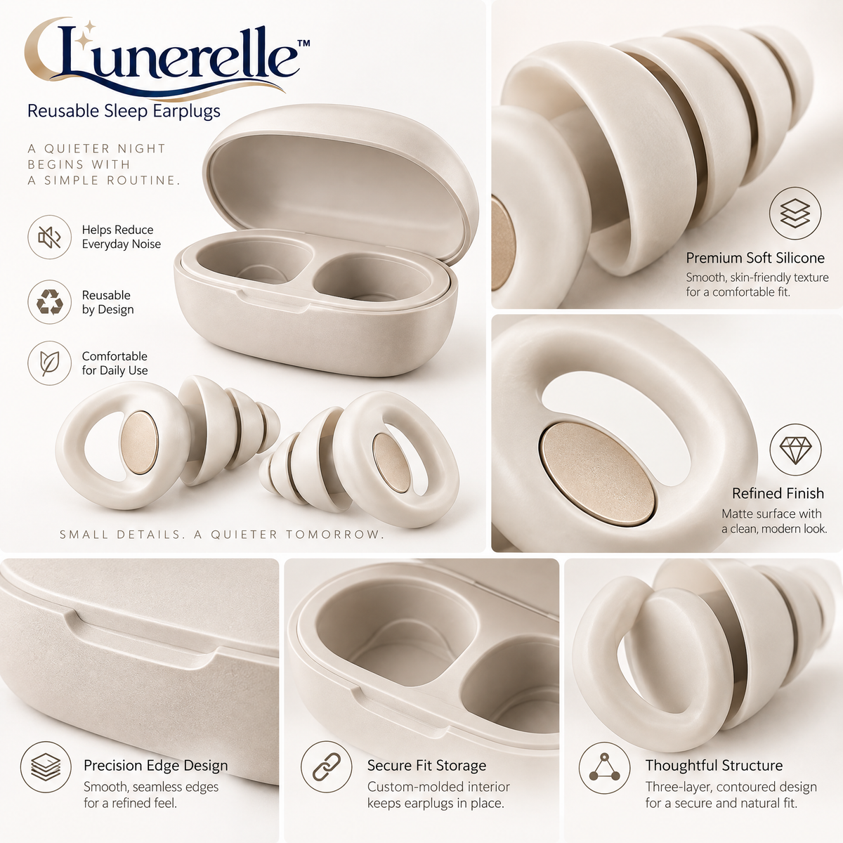 Lunerelle™ Reusable Sleep Earplugs